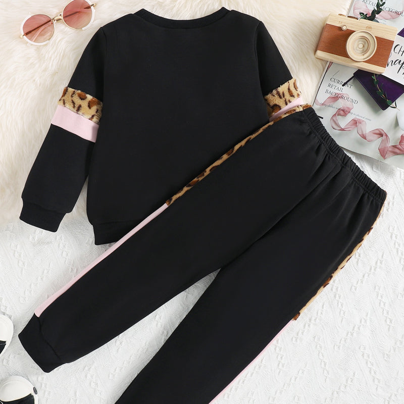 Color Block Round Neck Long Sleeve Top and Long Pants Set