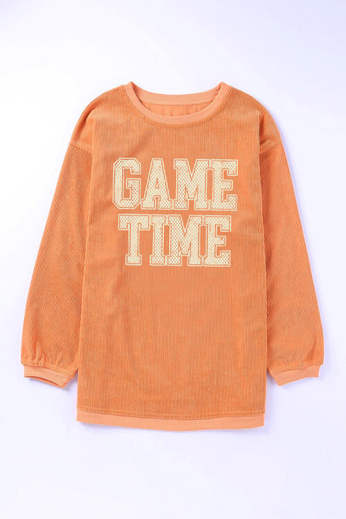 GAME TIME Round Neck Long Sleeve Sweatshirt