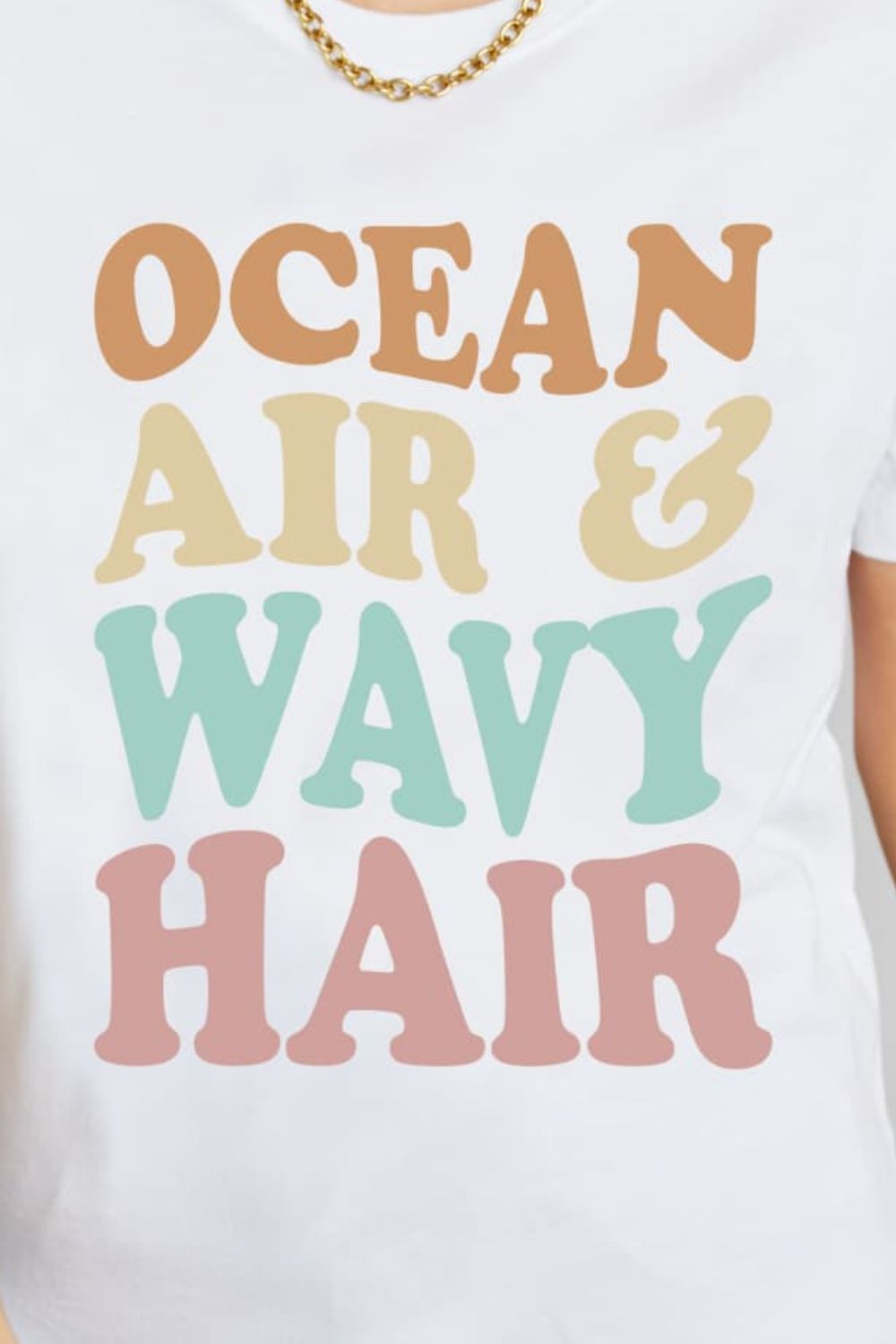 Simply Love OCEAN AIR & WAVY HAIR Graphic Cotton T-Shirt