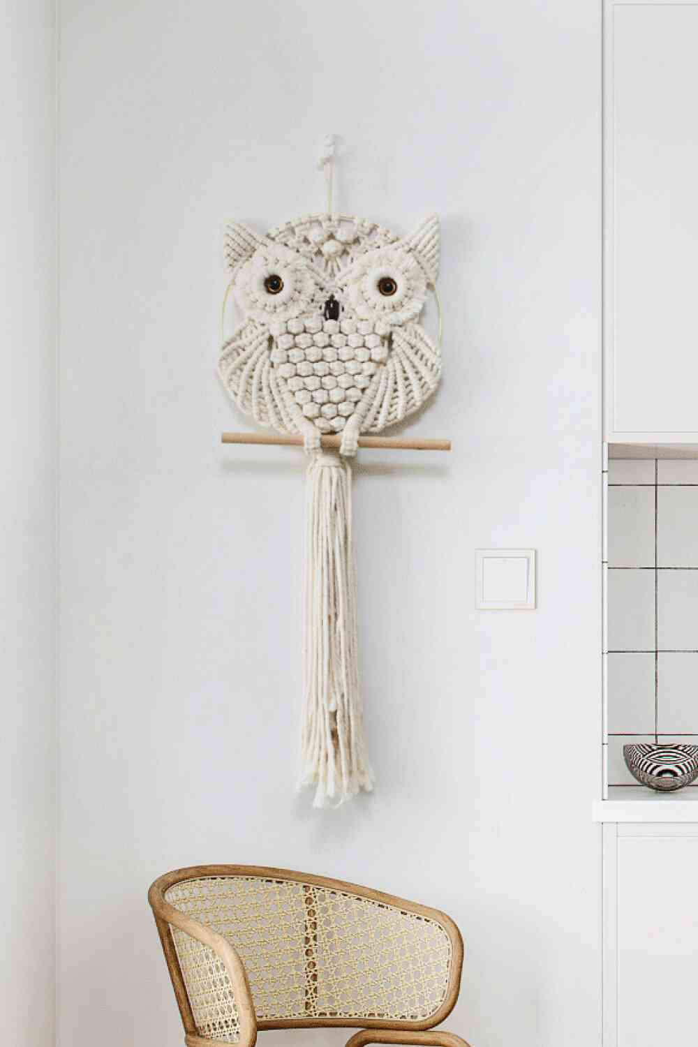 Hand-Woven Owl Macrame Wall Hanging