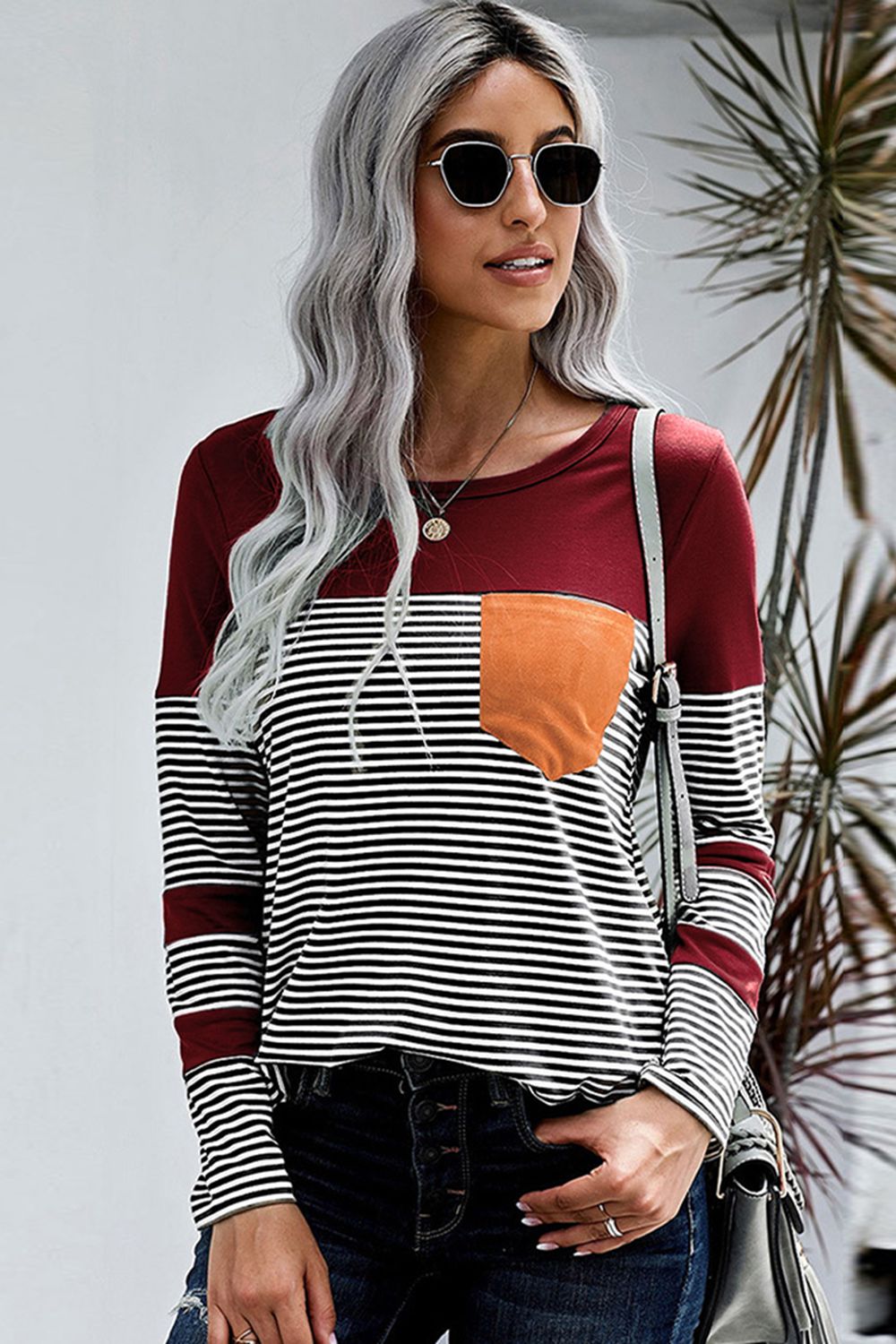 Striped Round Neck Long Sleeve T-Shirt